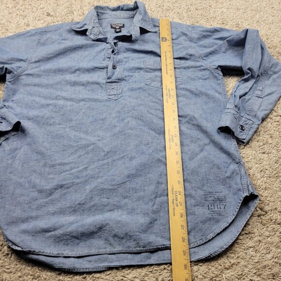 Ralph Lauren Polo Jeans Co Shirt Mens Medium Blue Denim Western 3/4 Button - Picture 5 of 7